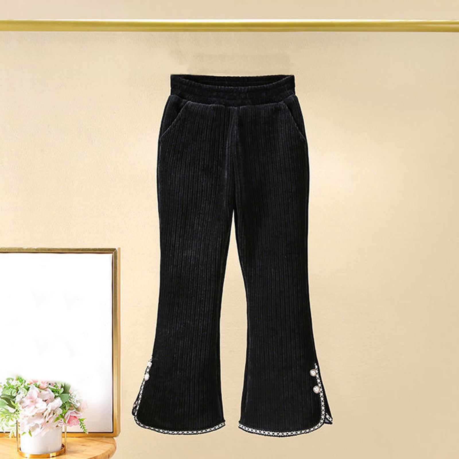 Girls English Green Side Slit Bell Bottom Pants main image 0