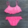 thumbnail image 1 of uublik Girls Bikini Ruffles Hollow Summer Swimwear Swimsuit Bikini Set Outfits Pink, Sizes 7-14, 1 of 5
