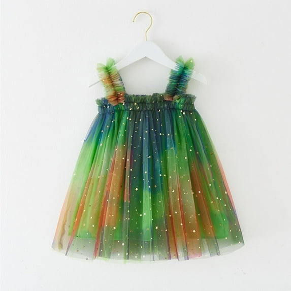 uublik Girls Casual Dress Size 6M-5T Summer Birthday Party Dress Ruffle Tiered Tulle Princess Prom Dres Green