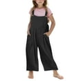 thumbnail image 1 of uublik Girls' Casual Sleeveless Jumpsuits Size 5T-14 Kids Casual Strap Wide Leg Loose Romper with Pockets Black, 1 of 5