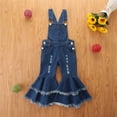 thumbnail image 1 of uublik Girls' Denim Overalls Fashion Suspenders Denim Bell Bottoms Pants Blue, Size 1T-5T, 1 of 5