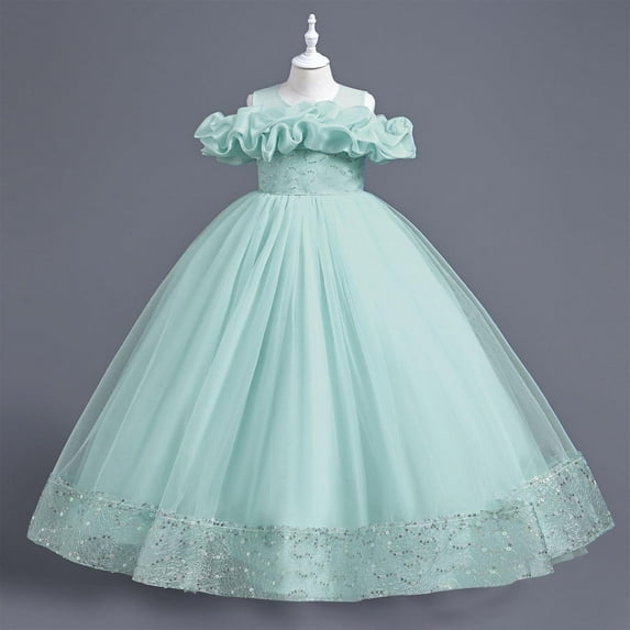 uublik Girls Dresses Formal Size 7-13 Sleeveless Tulle Dresses Kids Birthday Formal Wedding Pageant Princess Dress Green
