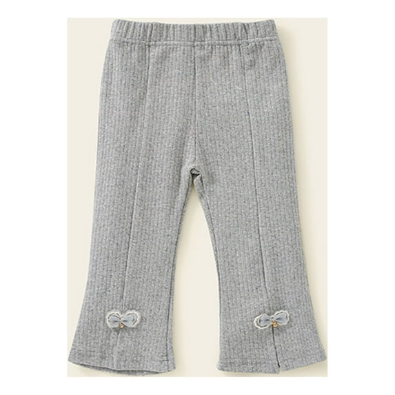 uublik Girls Flare Pants Fashionable Bow Cotton Casual Pants Gray, Size 1T-5T
