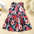 thumbnail image 1 of uublik Girls Graduation Dress Size 6M-11 Sleeveless Dress Round Neck Floral Printed Sundress for Casual Home Party Beach Dark Blue, 1 of 3