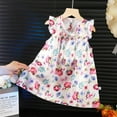 thumbnail image 1 of uublik Girls Hawaiian Dress Size 6M-11 Summer Ruffle Sleeve Sundress Flowy Outfit for Kids Pink, 1 of 3
