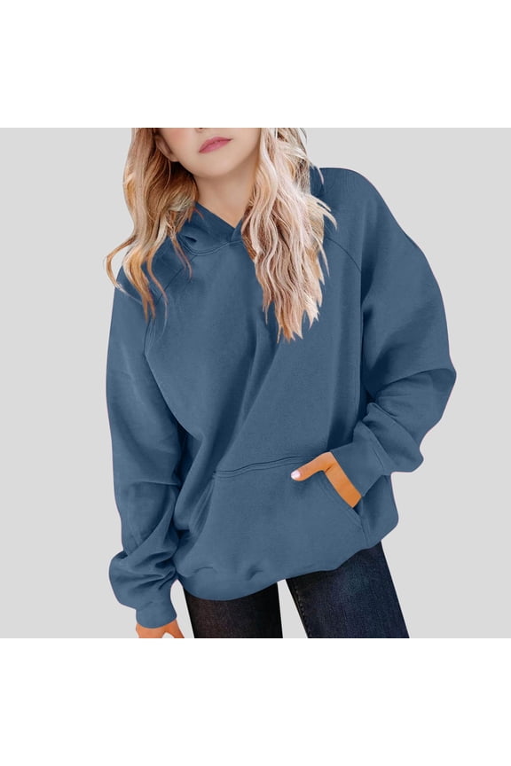 Girls Hooded Sweatshirt Graphic Cute Preppy Hoodie Sweatshirt Pullover Top Size 5T-15 Navy