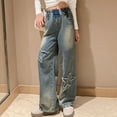 thumbnail image 1 of uublik Girls' Jeans Five-pointed Star Straight-leg Denim Jeans for Teen Girls Blue, Size 4T-14, 1 of 5