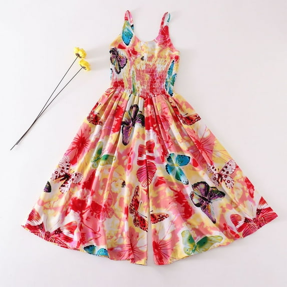 uublik Girls' Jumpsuits & Rompers 7-18 Years Sleeveless Romper Wide Leg Pants Overalls for Kids Loose Jumpers Pink