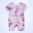 thumbnail image 1 of uublik Girls' Jumpsuits & Rompers Cute Pattern Short Sleeve Double Zipper Romper Jumpsuit Pink 12-24 Months, 1 of 5