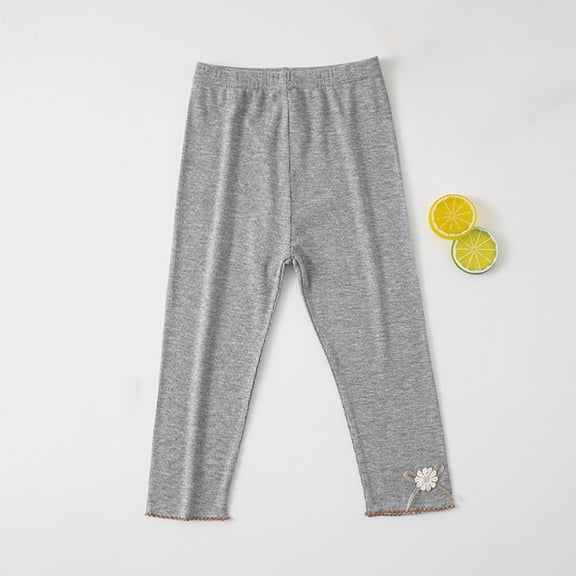 uublik Girls Leggings 3-13 Years Stretch High Waist Kids Dance Yoga Casual Pants Gray