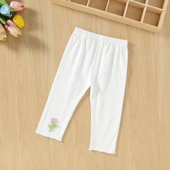 uublik Girls Leggings 6 Months-4 Years Stretch High Waist Kids Dance Yoga Casual Pants White