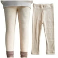 thumbnail image 1 of uublik Girls Leggings Beige Full Length Jersey Leggings Kids Stretchy Warm Footless Tights Pants, Size 1T-9, 1 of 5