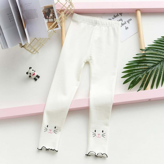 uublik Girls' Leggings Cute Side Embroidery Soft Solid Colour Bottom Pants