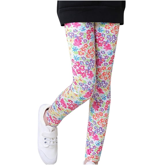 uublik Girls Leggings Multicolor Kids Athletic Tights Pants Ankle Length Slim Cropped Trousers, Size 2T-14