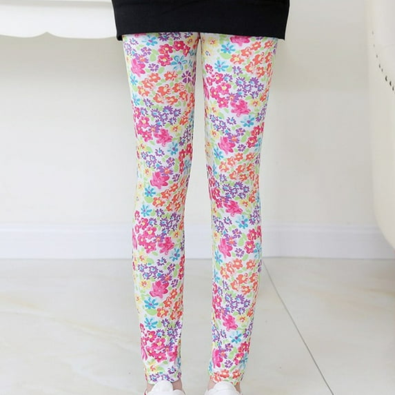 uublik Girls Leggings Multicolor Kids Athletic Tights Pants Ankle Length Slim Cropped Trousers, Size 2T-14