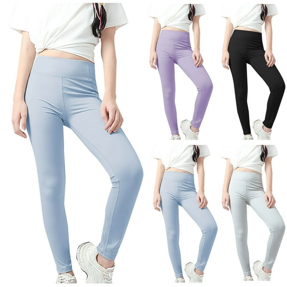 uublik Girls' Leggings Size 5T-14 Workout Yoga Tennis Pants Casual Trousers Blue