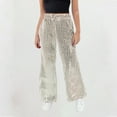 thumbnail image 1 of uublik Girls Pants 3-16 Years Sequin Flare Pants Bell Bottoms Kids Elastic Waist Glitter Dance Trousers Silver, 1 of 4