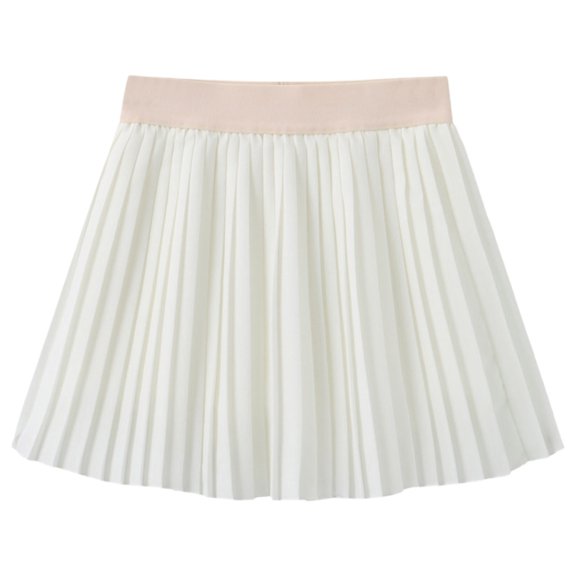 uublik Girls Pleated Skirt White Mini Skirts High Elastic Waisted Tiered Ruffle Skirt Size 5T-11