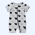 thumbnail image 1 of uublik Girls Romper Cute Pattern Short Sleeve Double Zipper Romper Jumpsuit Gray 3-6 Months, 1 of 5