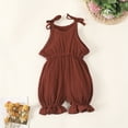 thumbnail image 1 of uublik Girls Romper Summer Double Shoulder Strap Sleeveless Jumpsuit Wine, Size 3M-3T, 1 of 5
