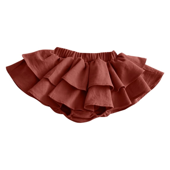 uublik Girls Skirt Coffee Mini Skirts High Elastic Waisted Tiered Ruffle Skirt Size 2T-8