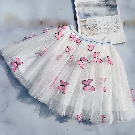uublik Girls Skirt Pink Layered Mesh Skirt Party Birthday Dance Princess Skirt Size 2T-11