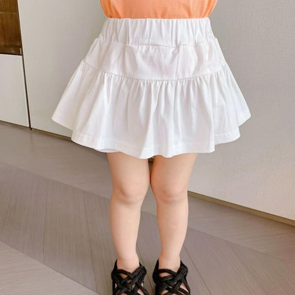 uublik Girls Skirt White Mini Skirts High Elastic Waisted Tiered Ruffle Skirt Size 3T-12