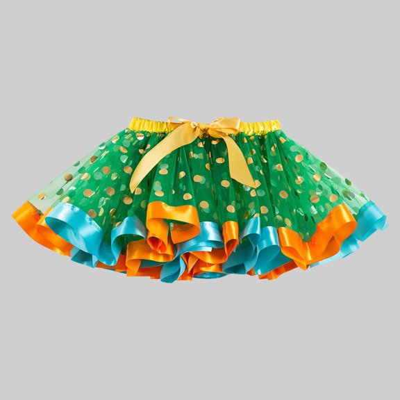 uublik Girls Skirts Green with Shorts Layered Tutu Skirt Dance Dress Ruffle Tiered School Size 3T-8