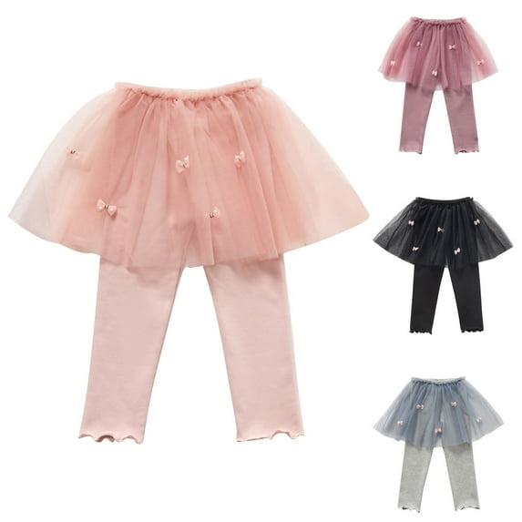 uublik Girls Skirts Pink Kids Clothes Ruffle Tutu Leggings with Skirt Size 1T-10