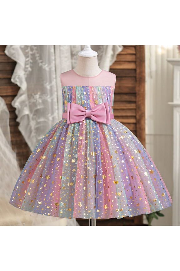 Girls' Special Occasion Dresses Size 3T-8 Sleeveless Tulle Dresses Kids Birthday Formal Wedding Pageant Princess Dress Pink