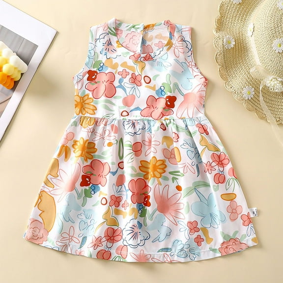 uublik Girls Summer Dress Size 6M-11 Sleeveless Tank Dresses Summer Casual A-Line Flowy Sundress Beach Outfit White