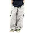 thumbnail image 1 of uublik Girls Sweatpants Size 3T-14 Kids Cargo Pants Elastic Waist Lightweight Outdoor Jogger Pants White, 1 of 2