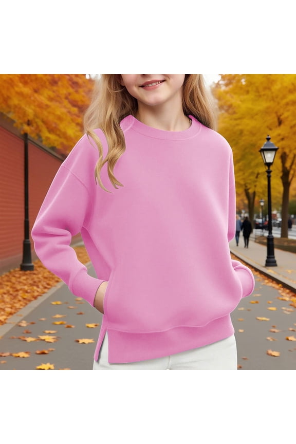 Girls Sweatshirt Graphic Cute Preppy Crewneck Sweatshirt Pullover Top Size 5T-14 Blue