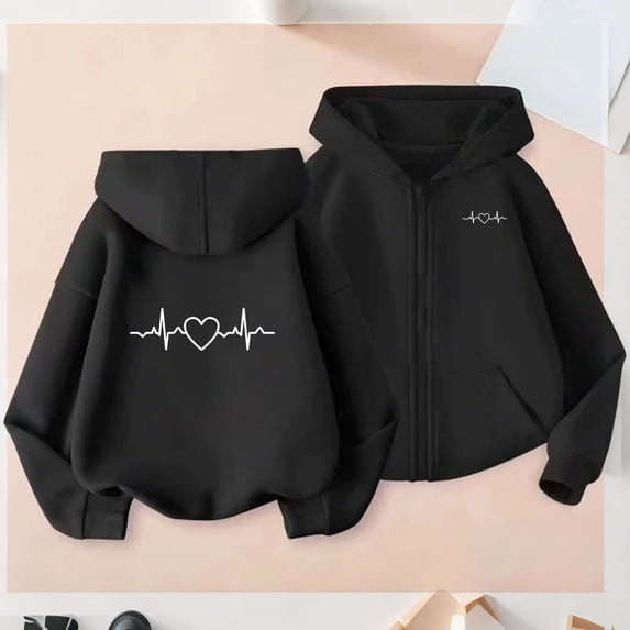 uublik Girls Sweatshirt Graphic Cute Preppy Hoodie Sweatshirt Pullover Top Size 3T-13 Black