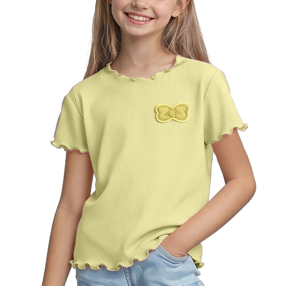 uublik Girls Tee Shirts Short Sleeve Shirt Kids Summer Fashion Crewneck Tops Casual Tees, Size 2T-10