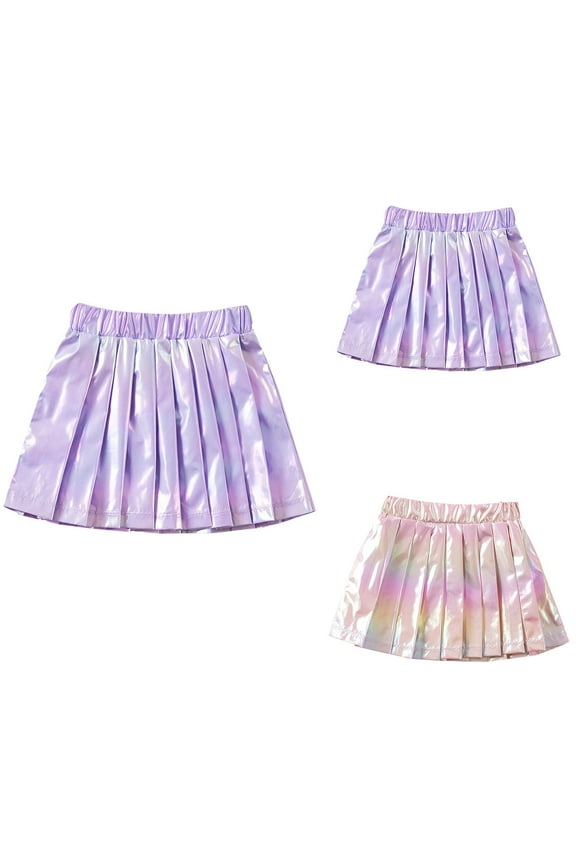 Girls Uniform Skirt Purple Pleated Skirts School Kids Casual Midi Flare A Line Uniform Skorts Skirt Size 1-5T