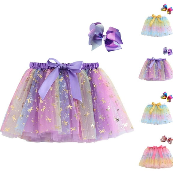uublik Girls Uniform Skirt Purple with Shorts Tutu Dress Up Clothes Tulle Skirt for Birthday Princess Costume Party Size 3T-8