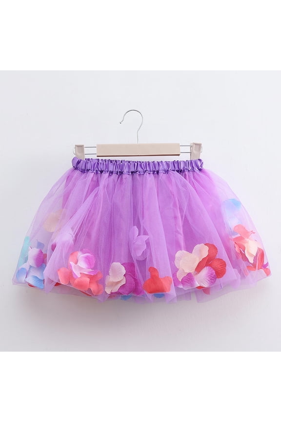 Girls Uniform Skirts Purple with Shorts Layered Tutu Skirt Dance Dress Ruffle Tiered School Size 3T-8