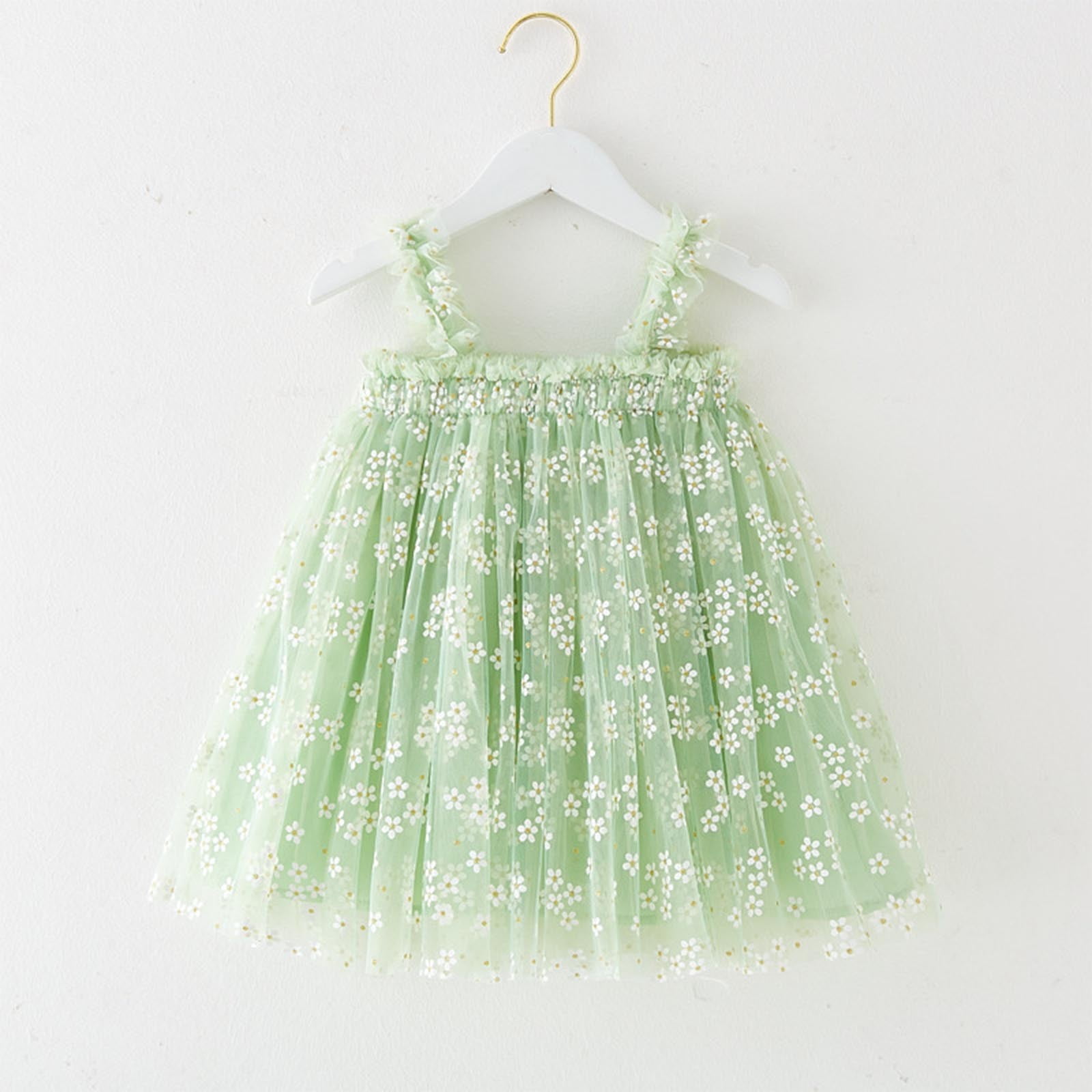 Luli & Me Girls Mint Green & Gray Check Princess Ruffle Dropwaist Dress main image 1