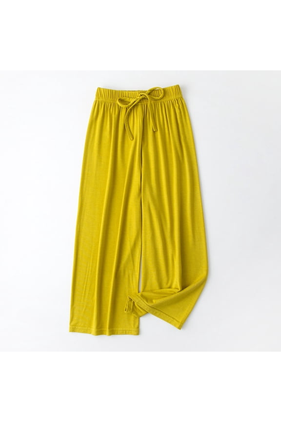Girls Wide Leg Leggings 4-15 Years Stretch High Waist Kids Dance Yoga Casual Pants Yellow
