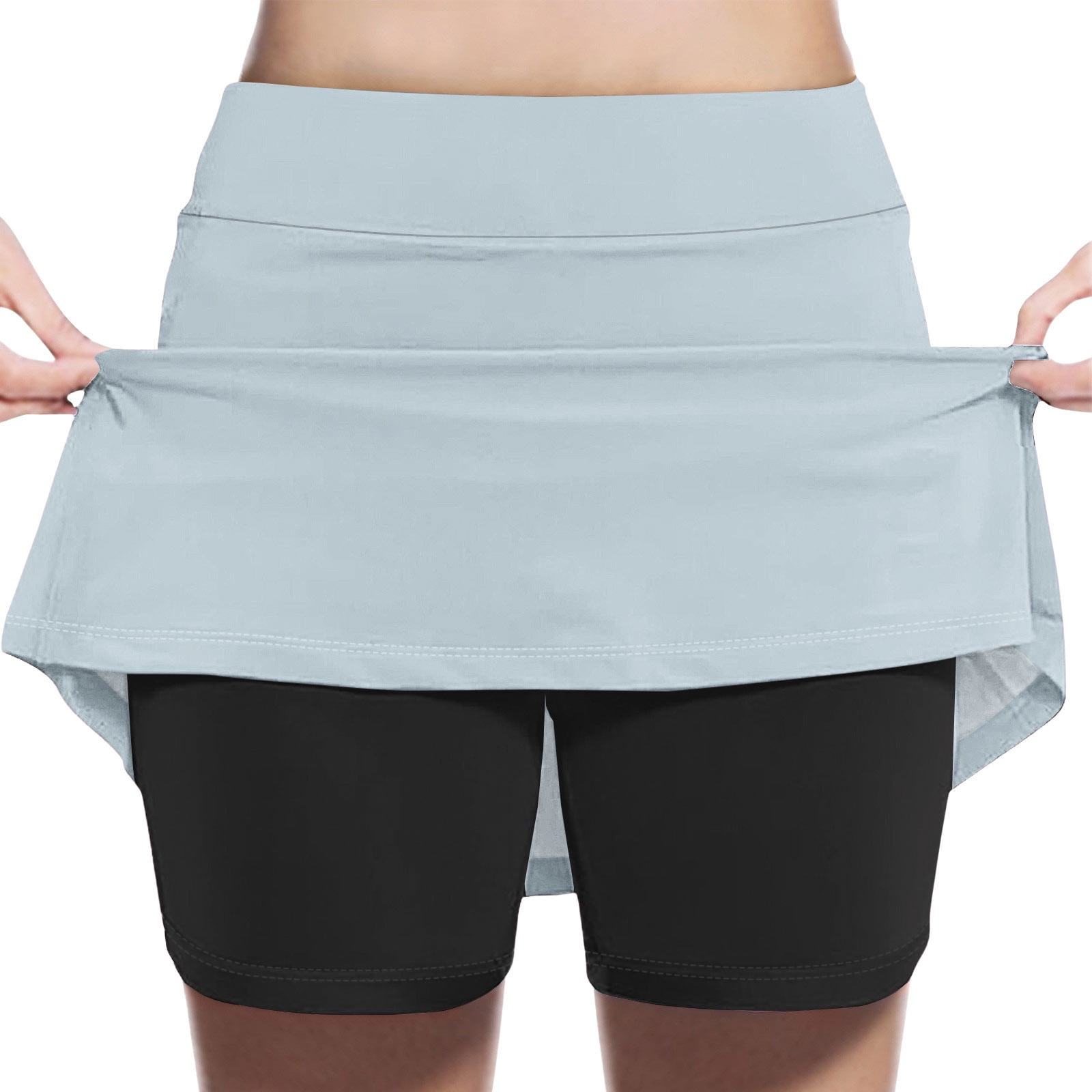 Tennisrock Damen Mit Innenshorts - Sportrock Doppellagig, Baumwolle, Hohe Taille Mit Versteckten Taschen
