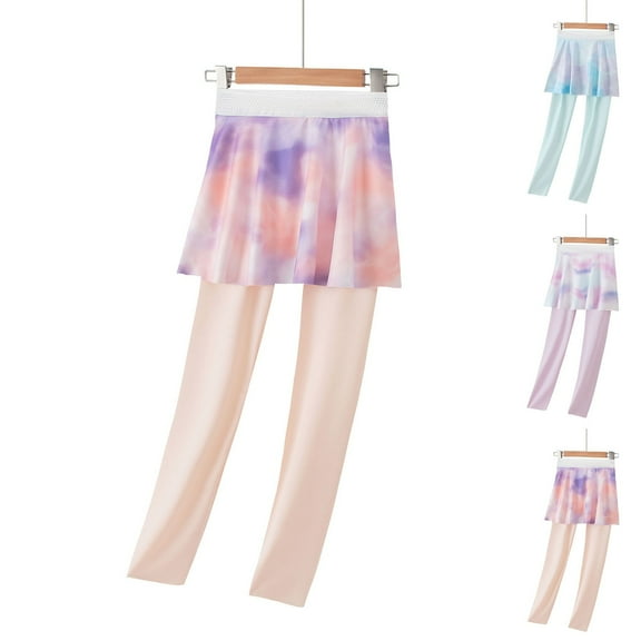 uublik Girls's Skirt Pink Kids Clothes Ruffle Tutu Leggings with Skirt Size 5T-14