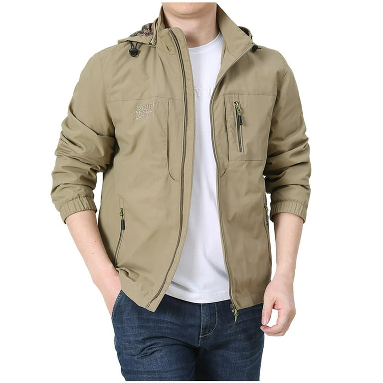uublik Golf Jackets for Men Full Zip Lightweight Jacket Casual Soft Warm Coats with Pockets Khaki Walmart