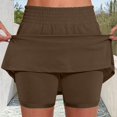 thumbnail image 1 of uublik Golf Skirts For Women With Shorts Athletic Skirts Inner Shorts High Waisted Golf Skort for Workout Pickleball, Brown, 1 of 4