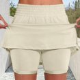 thumbnail image 1 of uublik Golf Skirts For Women With Shorts Athletic Skirts Inner Shorts High Waisted Golf Skort for Workout Pickleball, Khaki, 1 of 4