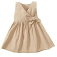 thumbnail image 1 of uublik Hawaiian Dresses for Girls Size 1T-6 Sleeveless Loose Flowy Tiered Casual Holiday Dresses Khaki, 1 of 5