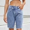 thumbnail image 1 of Asgosdo High Waisted Jean Shorts Women High Waisted Trendy Long Stretchy Denim Shorts Knee Length Casual Summer Jorts Blue, 1 of 5