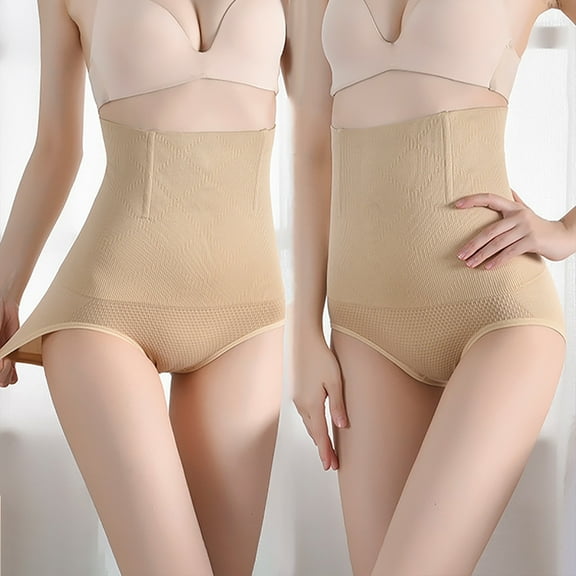 uublik High Waisted Panties for Women Beige High Waisted Body Shaper Underwear Womens Seamless Shaping Panties