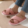 thumbnail image 1 of uublik House Fuzzy Slippers for Women Open Toe Memory Foam House Shoes Indoor Outdoor Non Slip House Slides, Pink, 1 of 7