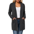 thumbnail image 1 of uublik Jackets for Women Trendy Dark Gray Outdoor Open Front Casual Long Fall Winter Coat with Pockets, 1 of 3